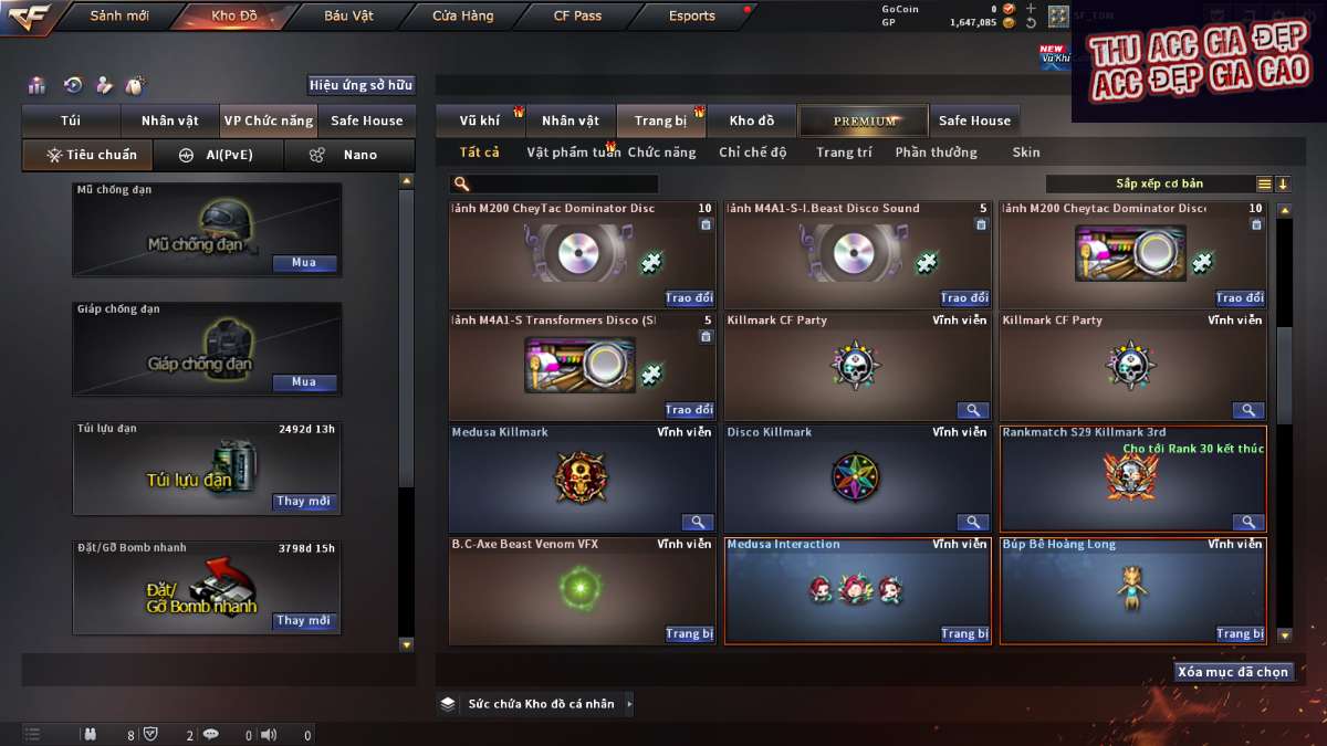 shop acc cf uy tin gia re